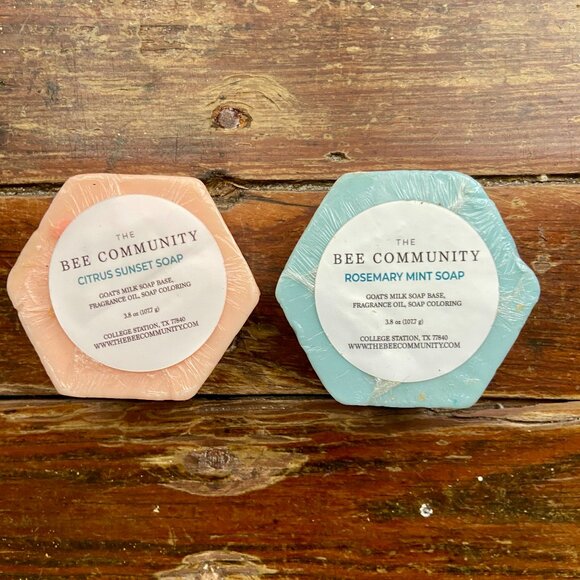 2 Bars The BEE Community Citrus Sunset & Rosemary Mint Goat's Milk Soap TX NIP - Picture 1 of 4